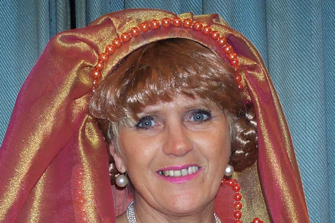Linda Clarke in the Temple Ewell Player's 2002 pantomime