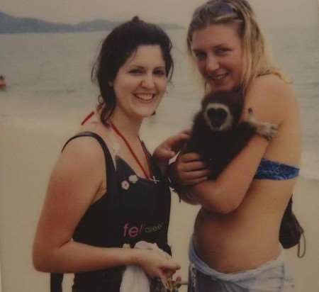 INSEPARABLE: Kath Horton, left, and Ruth Adams on Lamai Beach on New Year's Day - the last day of Kath's life
