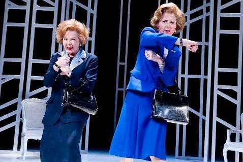 Kate Fahy and Sanchia McCormack as Margaret Thatcher in Handbagged when it was in the West End
