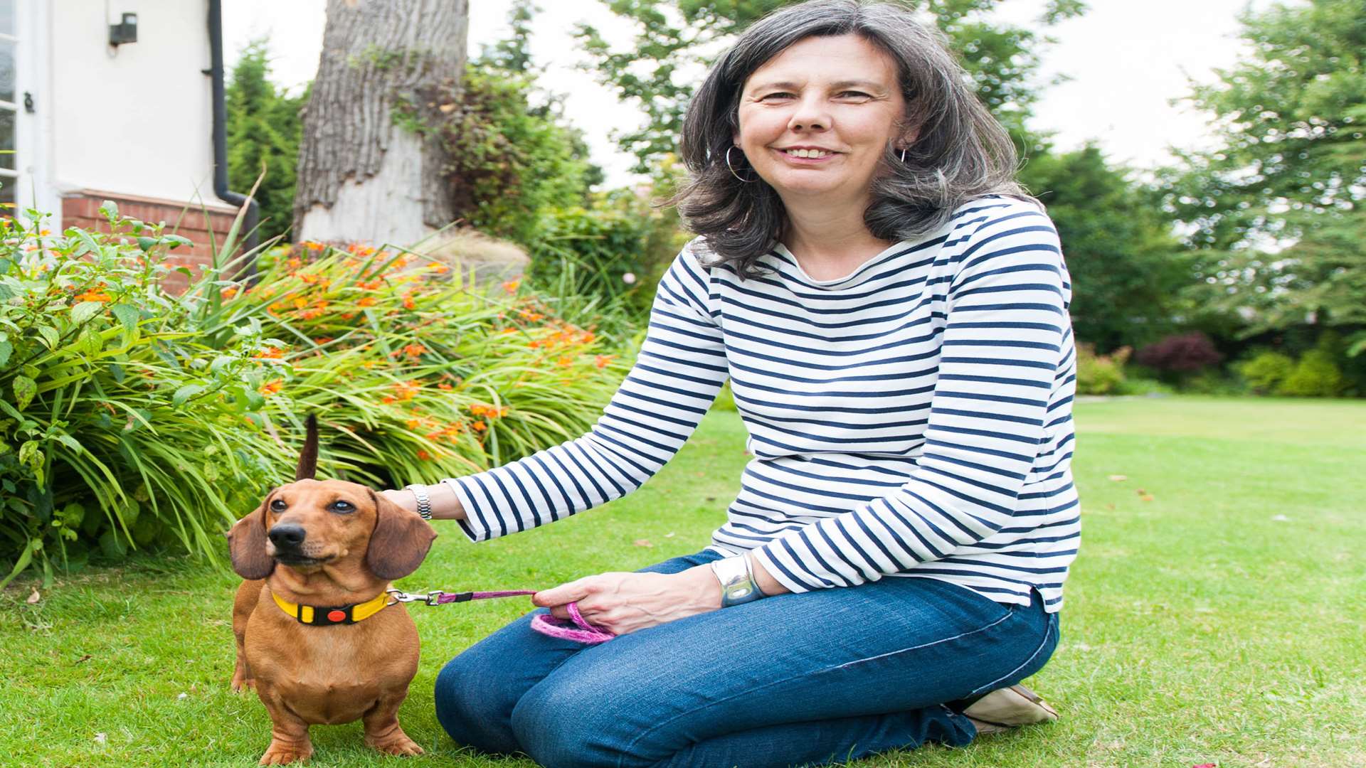 Helen Bailey with her dachshund Boris Picture: SWNS