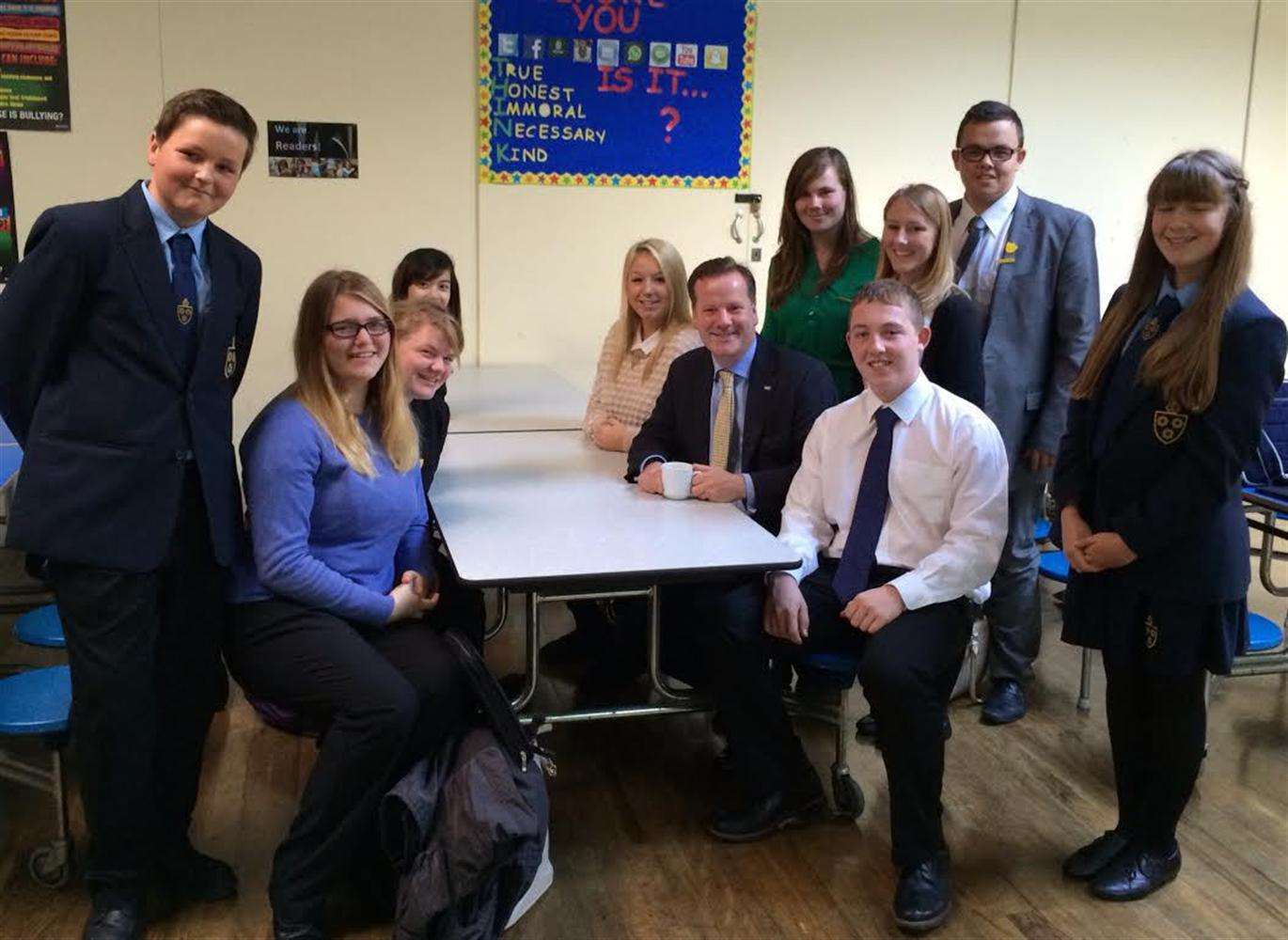 Charlie Elphicke MP with students from St Edmund's Catholic School.
