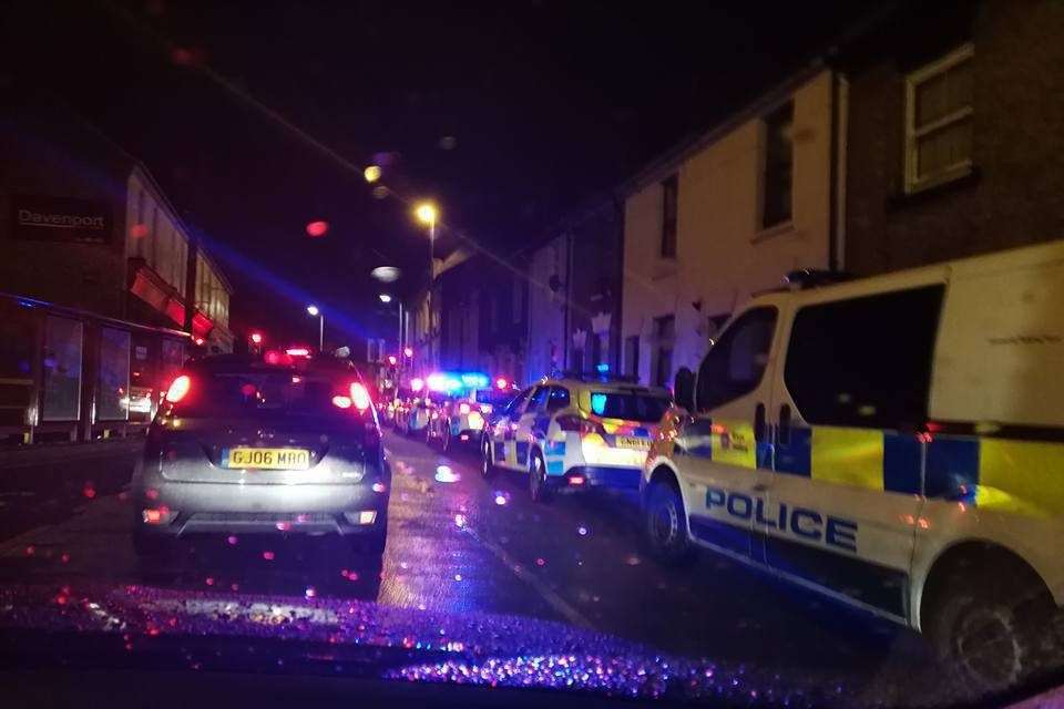 Police in Gillingham on Saturday night.