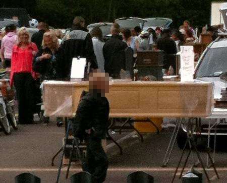The coffin that turned heads at Ashford Cattle Market boot fair