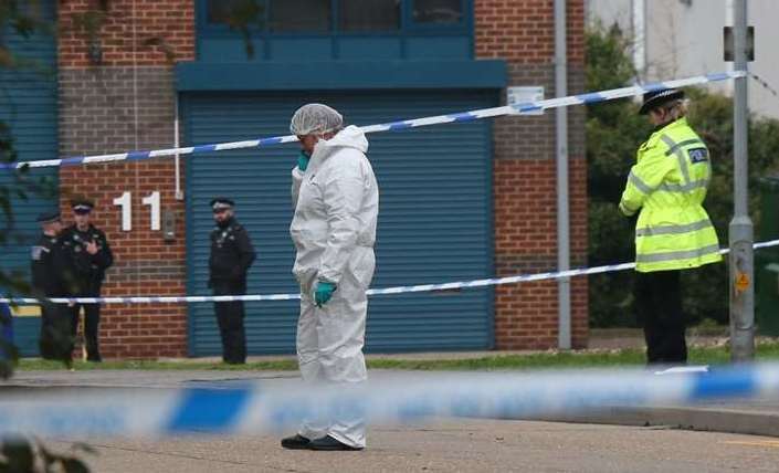 Police at the scene of the grim discovery in Thurrock, Essex Picture: UKnip