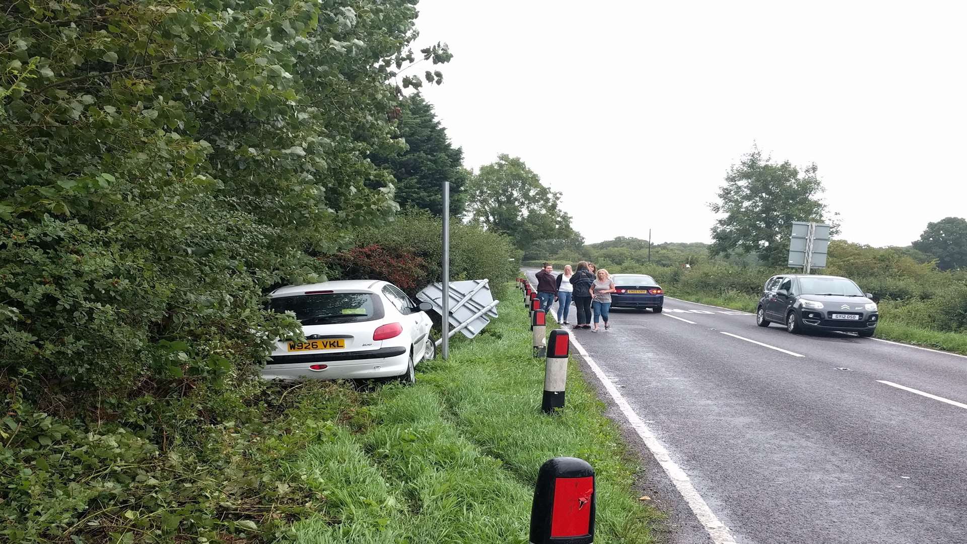 The scene of a crash near Bromley Green
