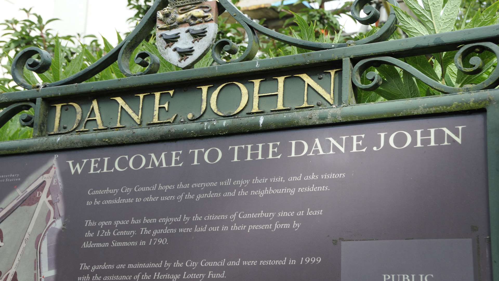 The entrance to Dane John Gardens in Canterbury