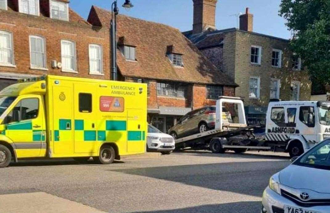 Paramedics were called and the car was towed away