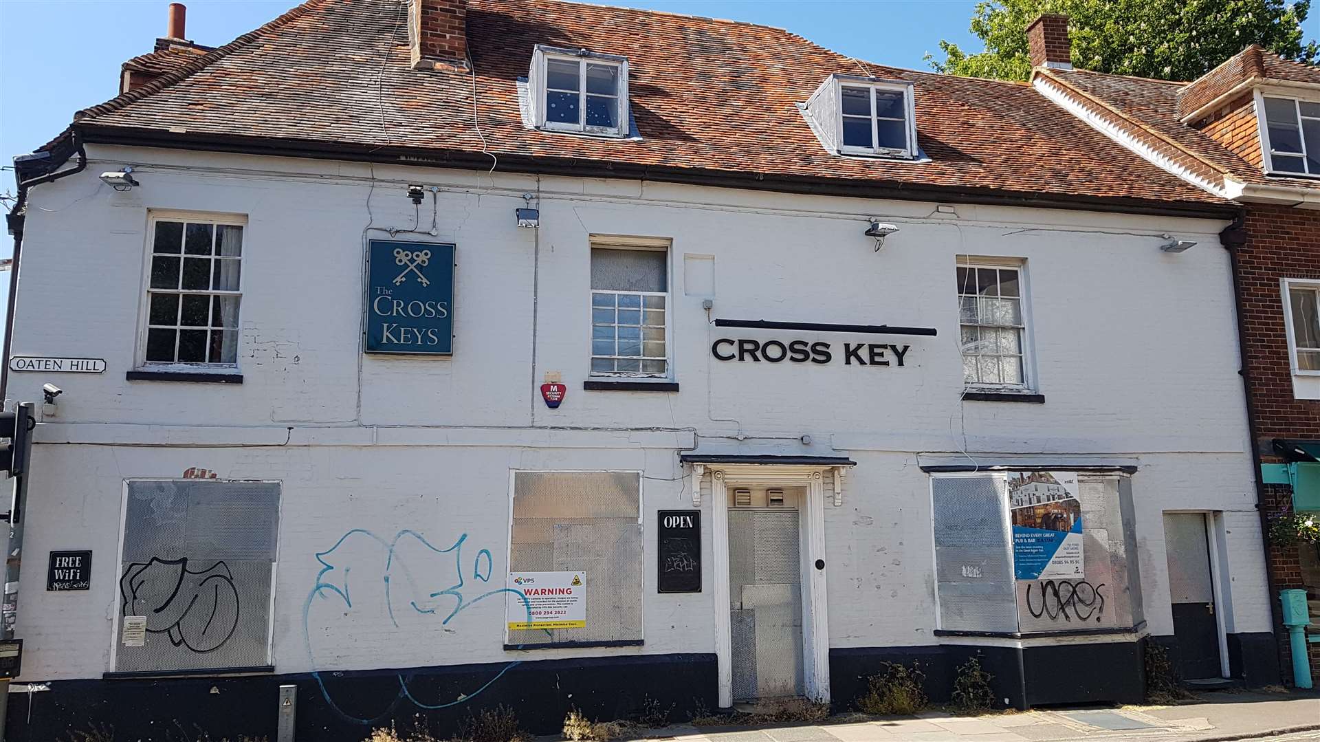 The Cross Keys in Oaten Hill, Canterbury, remains boarded up
