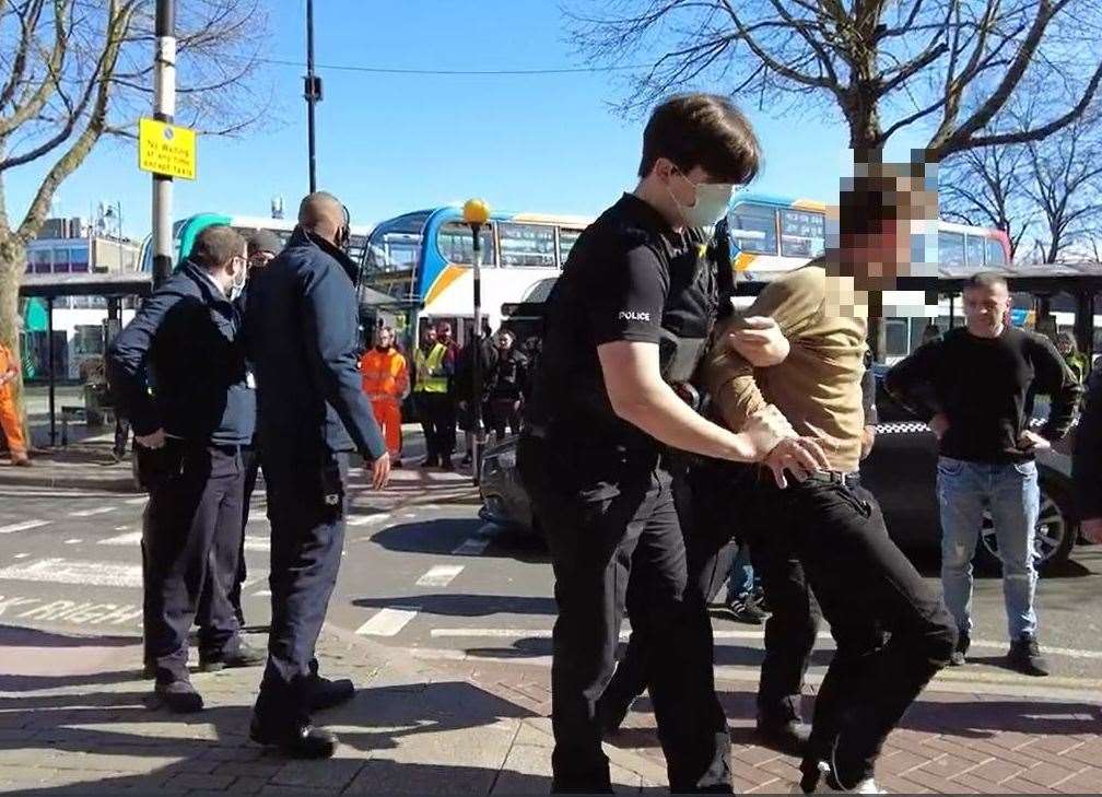 The man was arrested by police