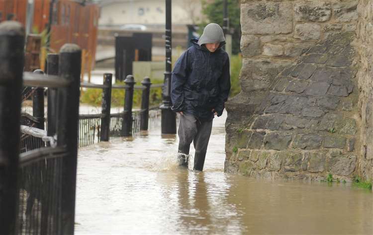 A previous flood on the footpath in Maidstone near All Saints Church Picture: Steve Crispe