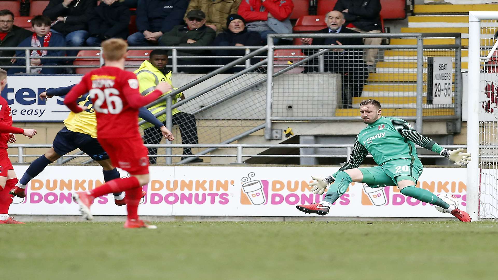 Corey Whitely (in yellow) scores Ebbsfleet's goal at Leyton Orient Picture: Simon O'Connor