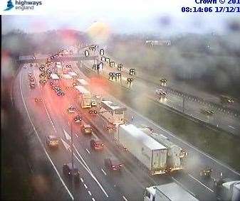 There are delays on the M20 this morning following a broken down vehicle. Picture: Highways England (24466055)