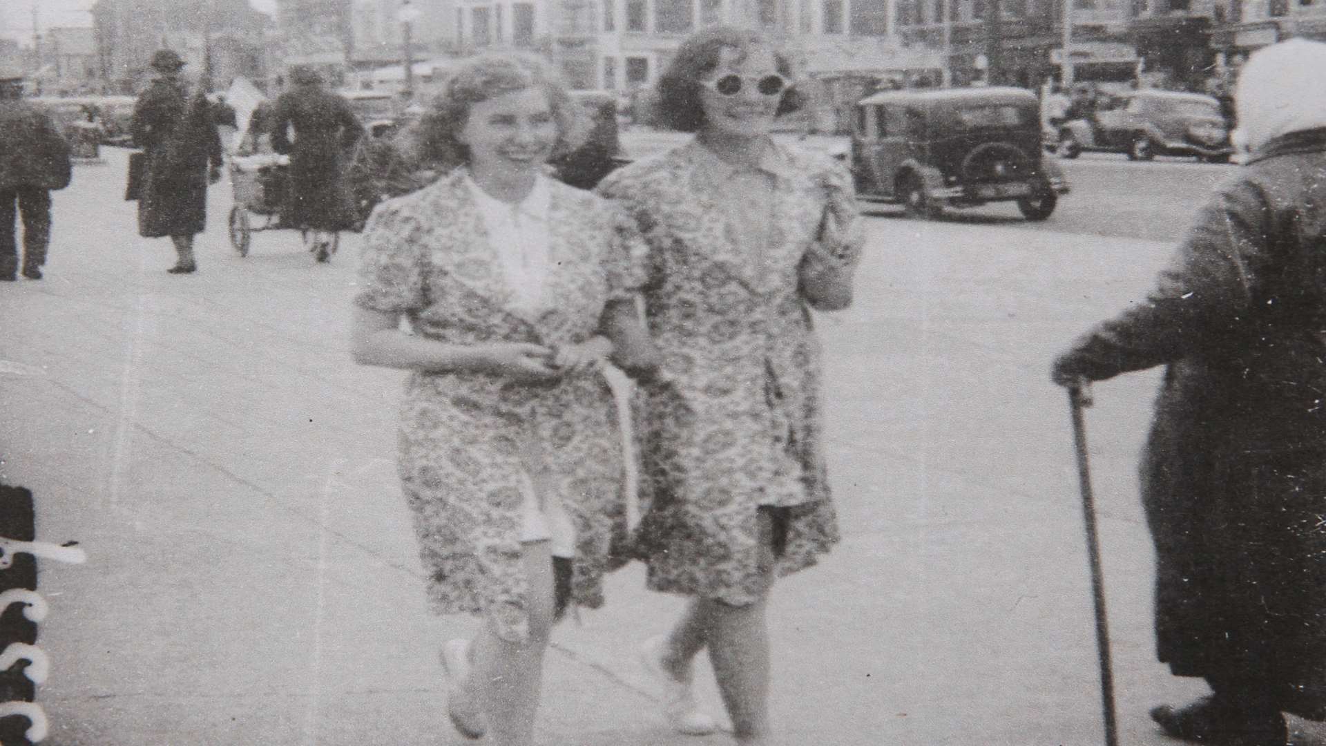 From left to right, Peggy Rouse and Beryl Goodburn in a black and white photo from their younger days.