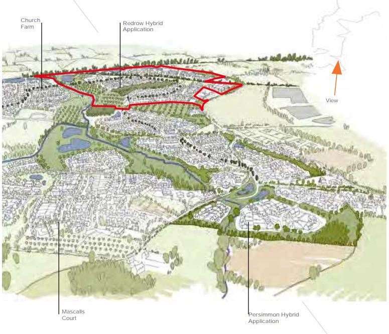 The position of the Redrow proposal for 600 homes in Paddock Wood (62290758)