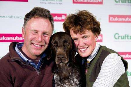 Mark and Jo Izard with winning dog Ellie at Crufts