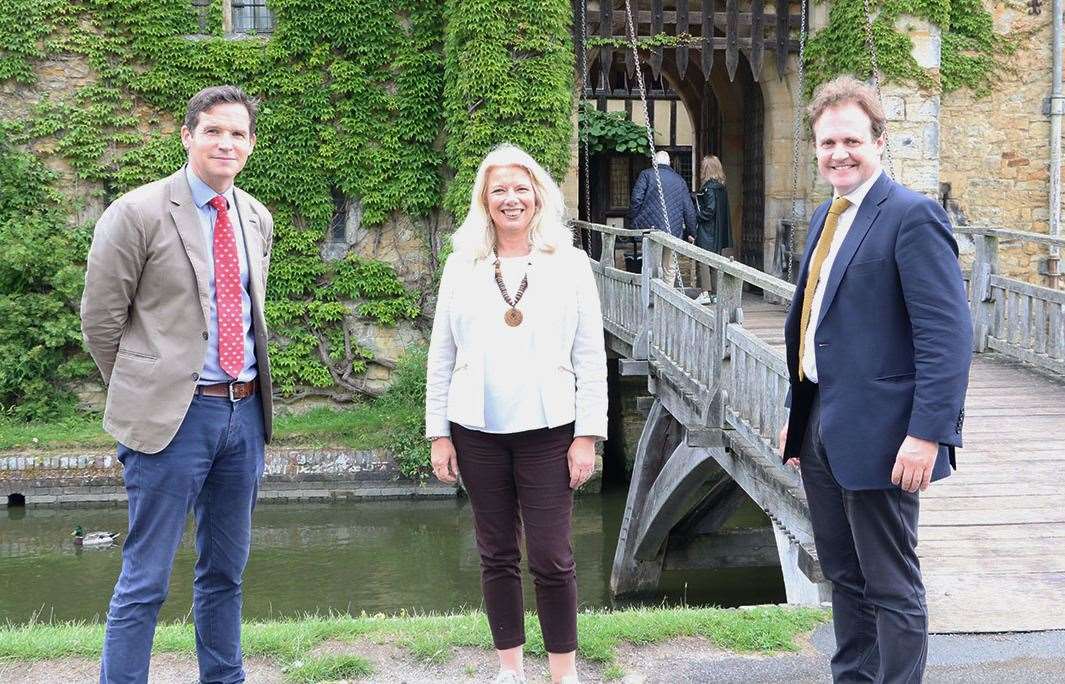 Hever Castle's Duncan Leslie, left, with Visit Kent CEO Deirdre Wells and Tonbridge MP Tom Tugendhat