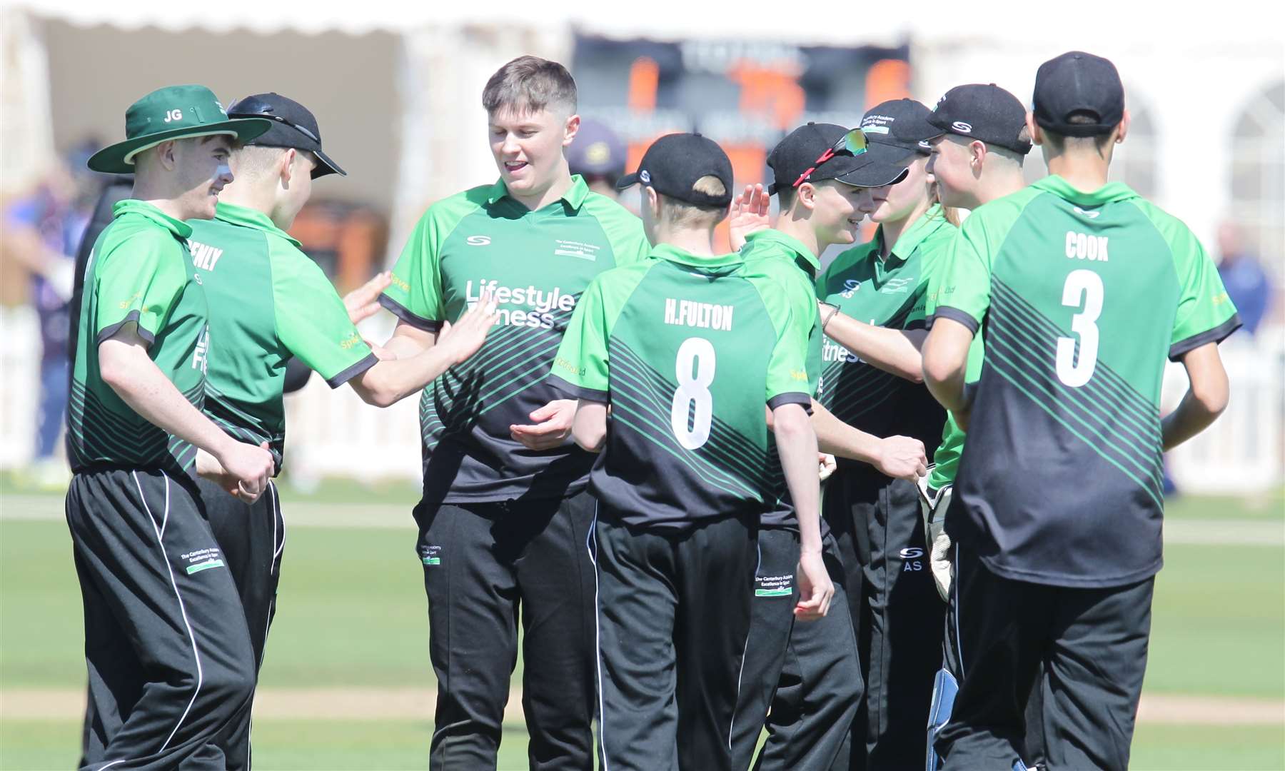 The Canterbury Academy celebrate taking a wicket during their successful trip to Desert Springs