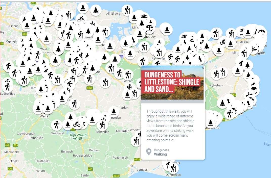 Explore Kent's activity map of the county