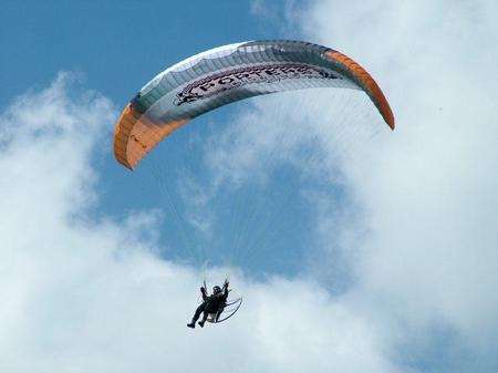 Colin Rees, 48, lands his paramotor in practice