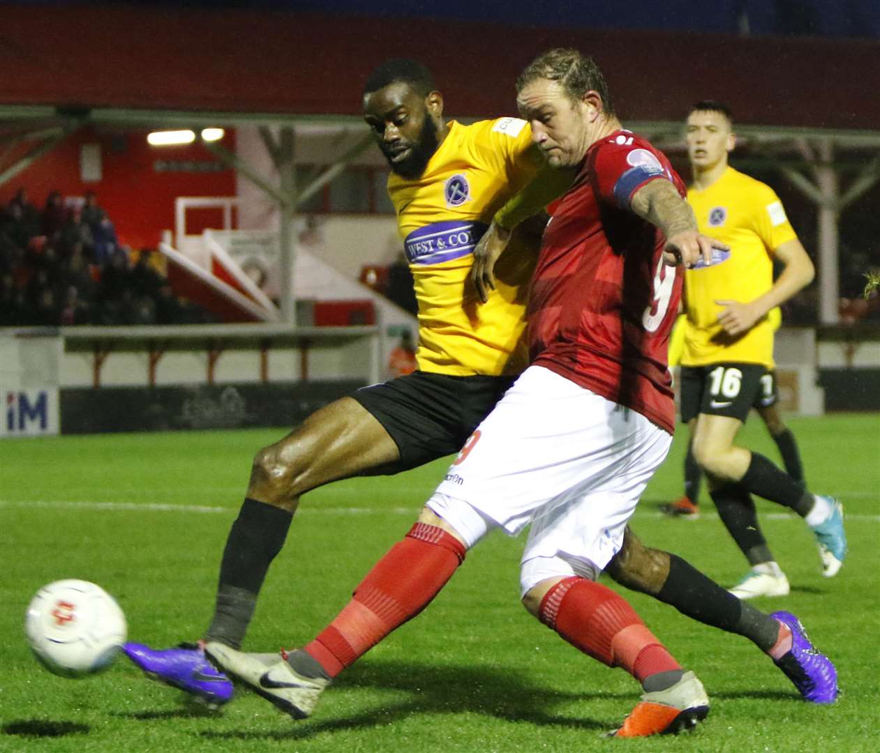 Fleet forward Danny Kedwell in the thick of the action Picture: Andy Jones