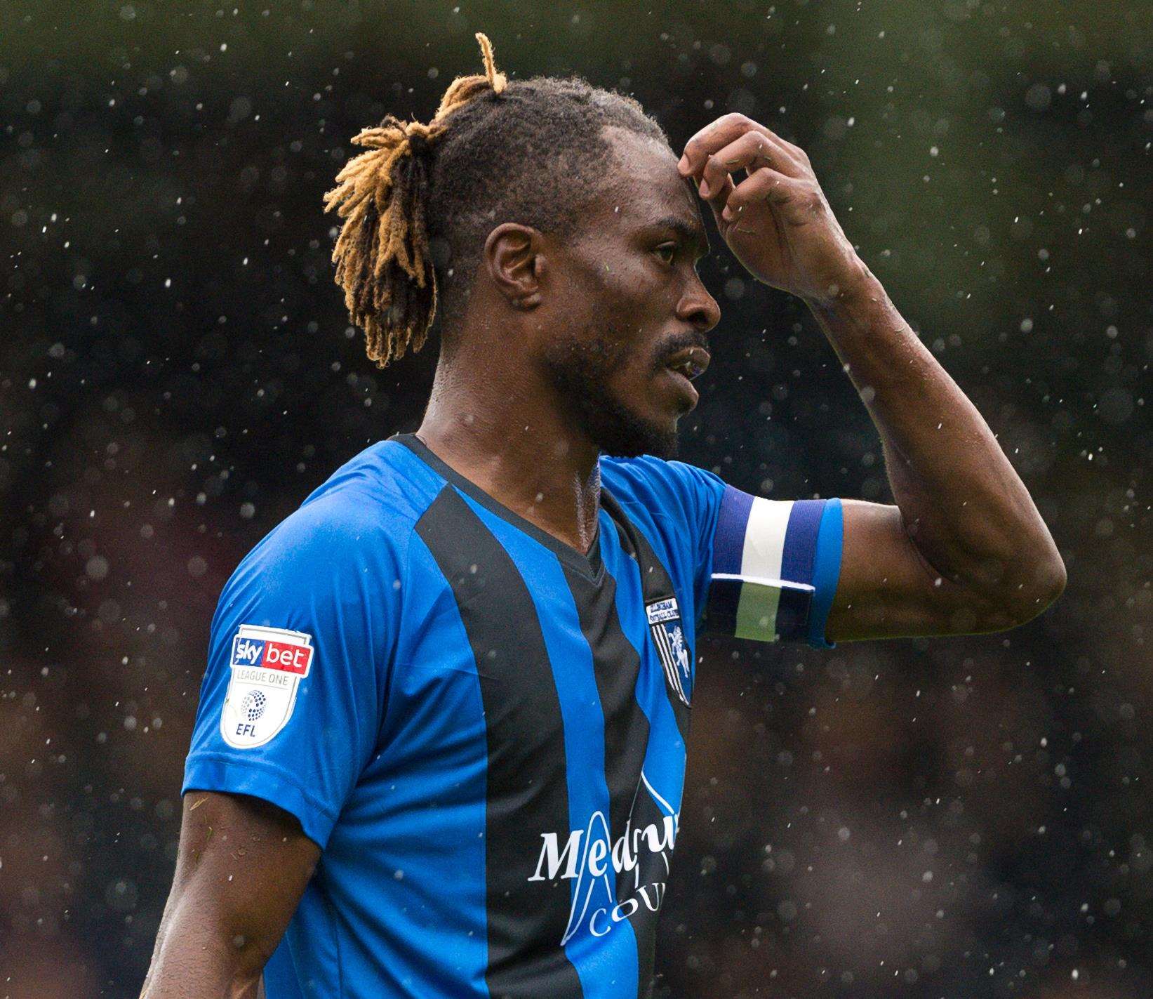 Gabriel Zakuani's afternoon ended early against Southend Picture: Ady Kerry