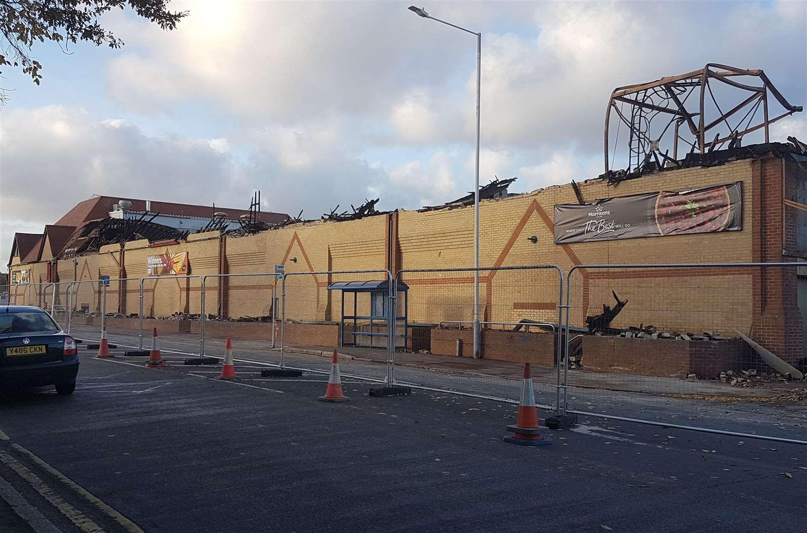 The aftermath of the blaze which tore through the supermarket