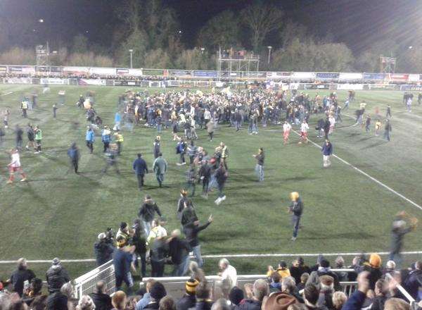 Fans invaded the pitch at the Gallagher Stadium after the Stones victory