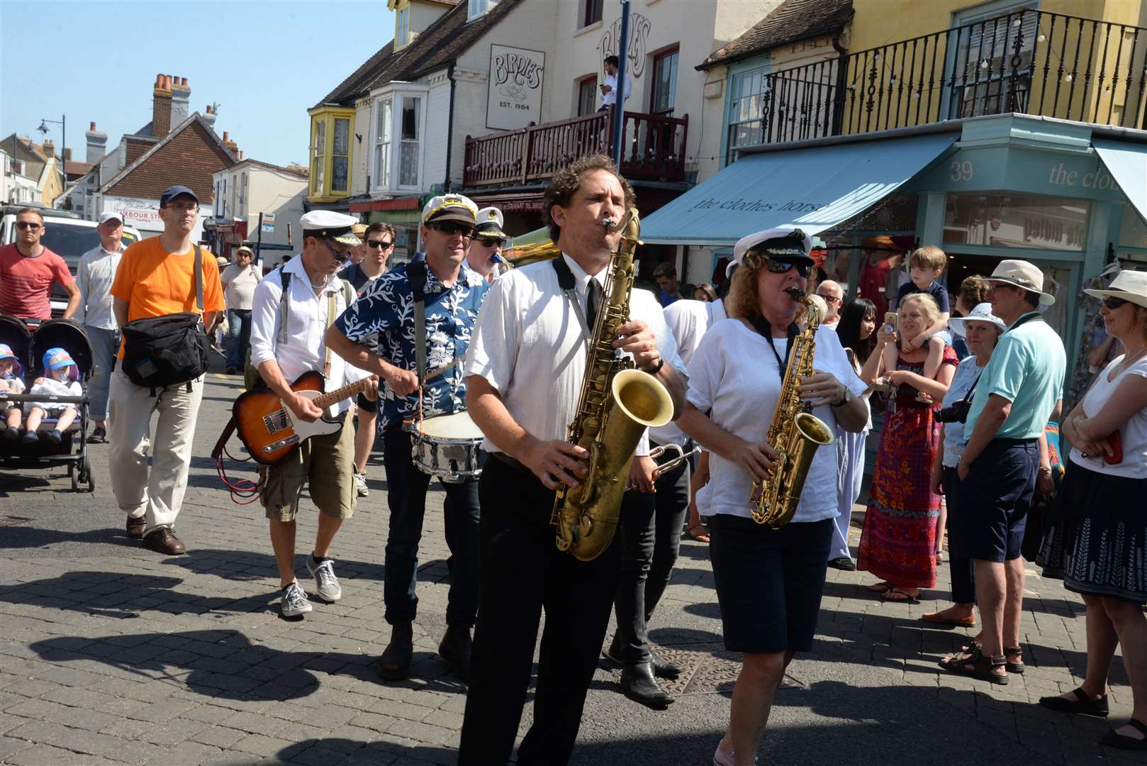 Jazzing up the parade as it makes it's way through the town on Saturday. Picture: Chris Davey... (3192399)