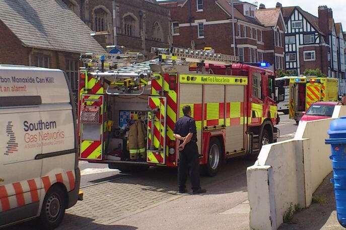 Fire crews at the scene of a flat fire in Margate. Picture: Robert Marriott