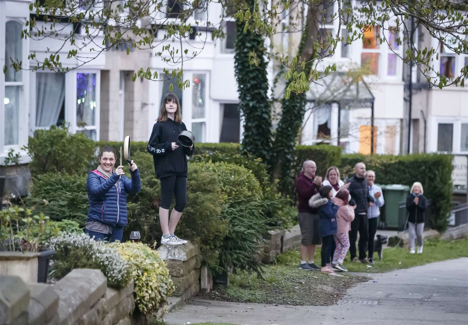 Clapping for NHS workers outside the Nightingale Hospital at the Harrogate Convention Centre (Danny Lawson/PA)