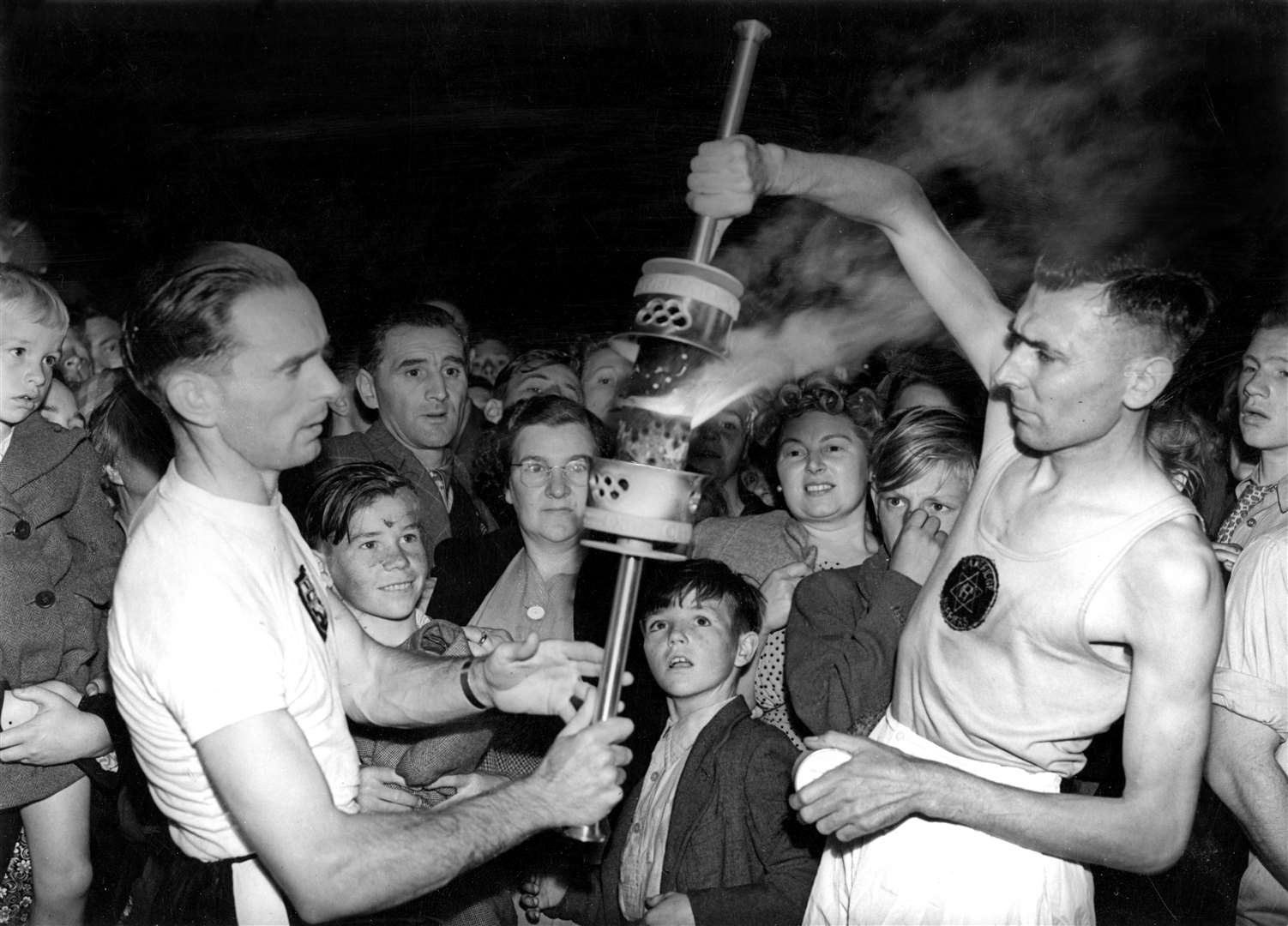 The torch was carried through Maidstone on its way to the 1948 Games in London. Picture from 'Images of Maidstone'