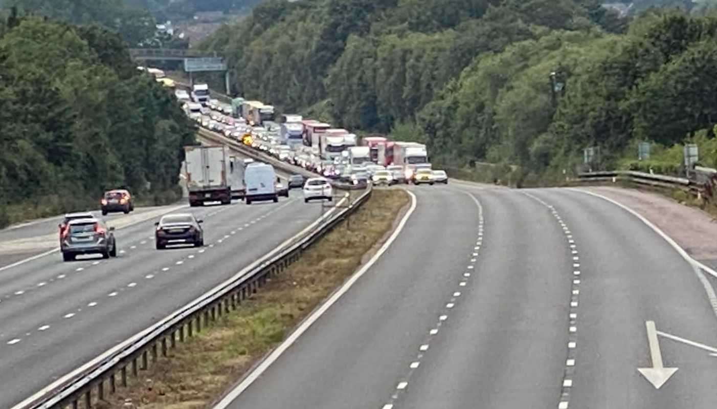 Queues near to Junction 10. Picture: Barry Goodwin