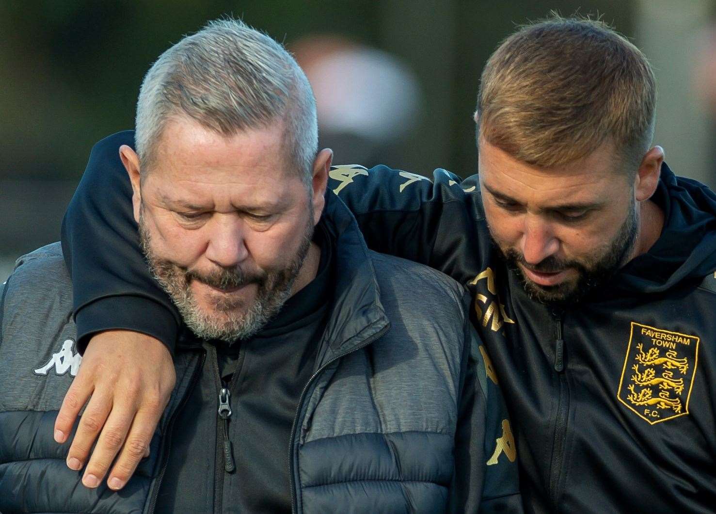 Faversham boss Sammy Moore with coach Tim Dixon. Picture: Ian Scammell