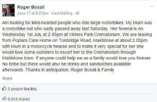 Roger Boxall's Facebook post was shared thousands of times