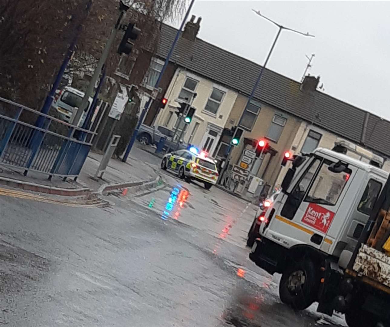 Police closed Trinity Road, Sheerness, after a crash