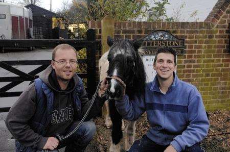Terry Kemp and Chris Johns, the new owners of Butterstone Kennels and Cattery at Ospringe with Smarty the pony.