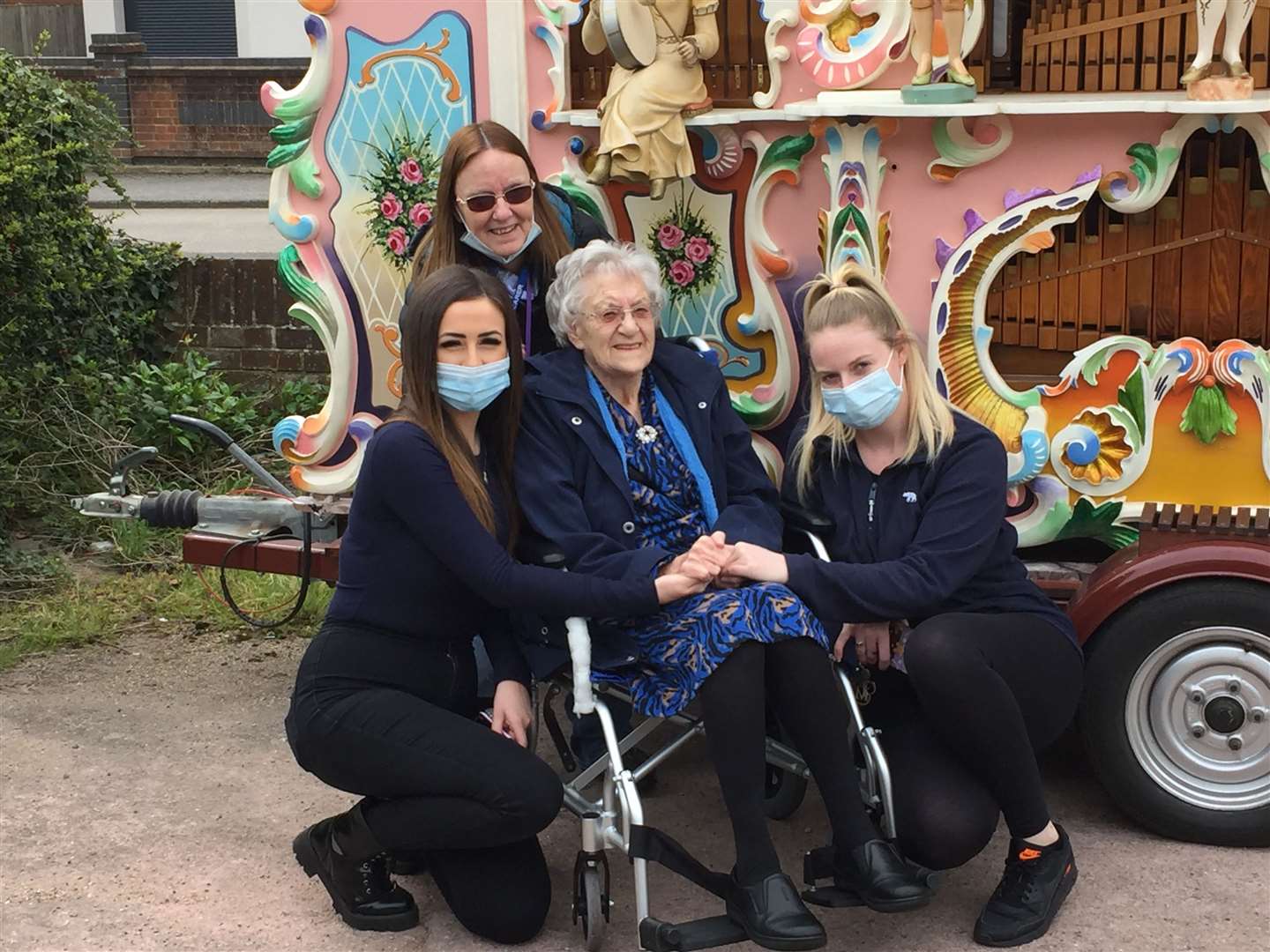 Yvonne Burgess with some of her carers