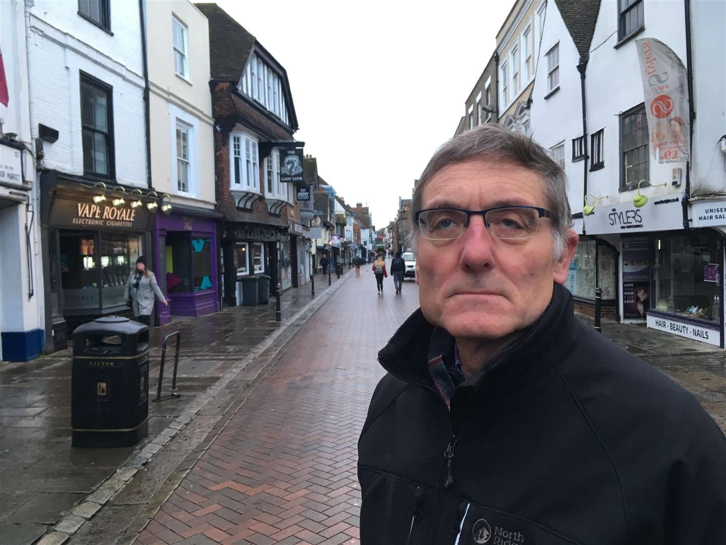Alan Baldock in the centre of Canterbury
