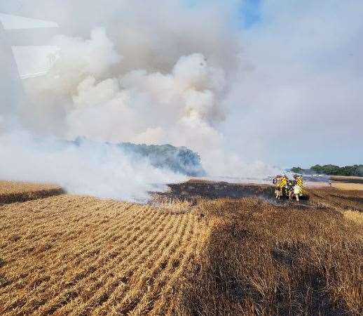 Smoke coming from the field in Birchington (14255236)