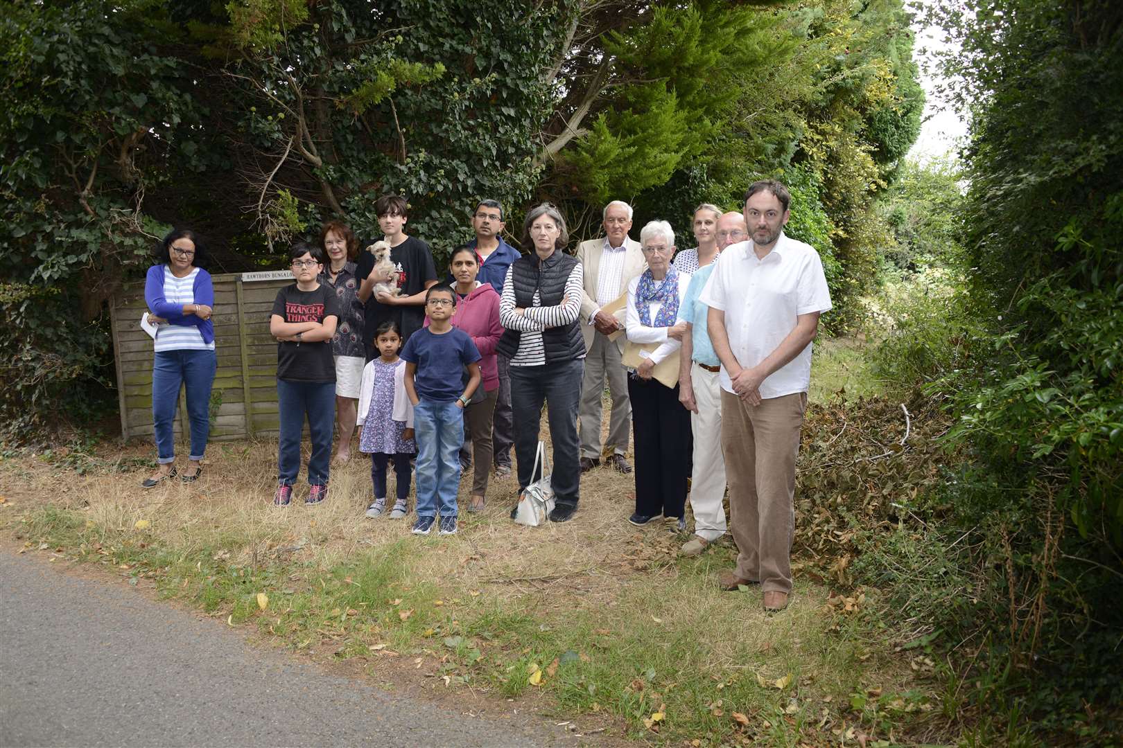 Residents of The List by entrance where the access for the new houses is proposed. Picture: Paul Amos
