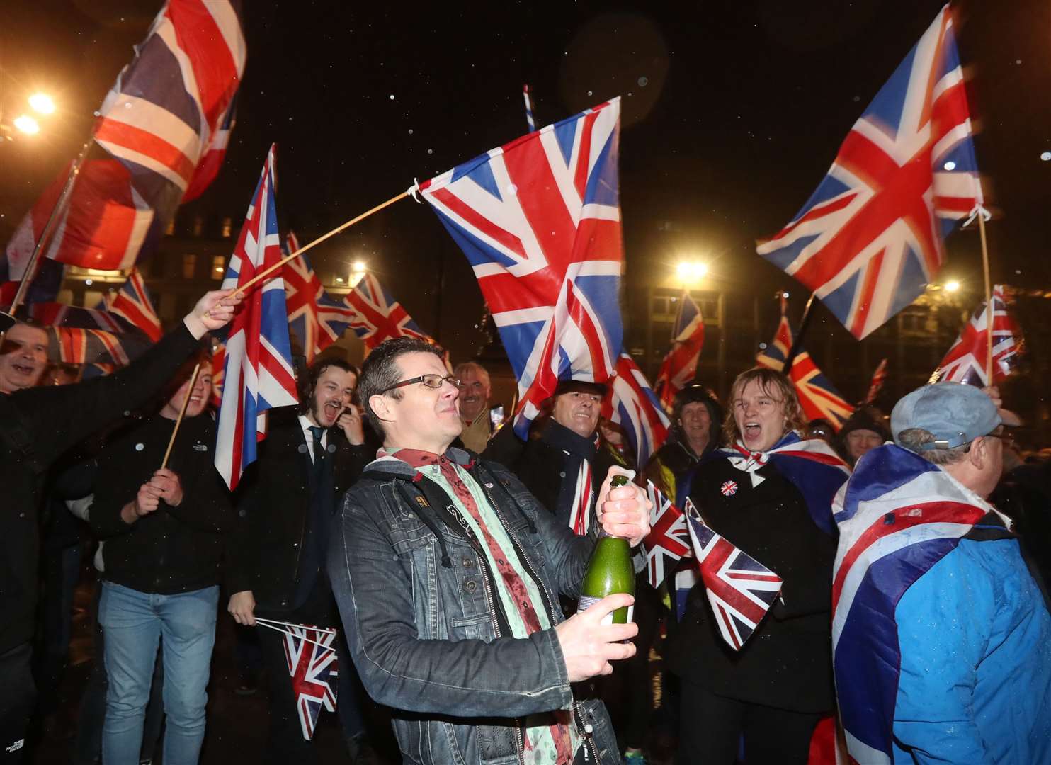Celebrations were held by some as the UK officially left the EU on January 31 (Andrew Milligan/PA)
