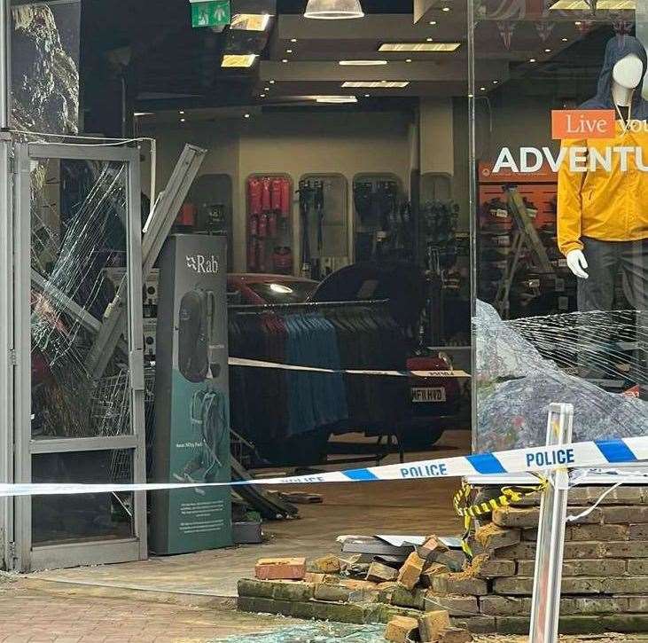 A driver reversed through the frontage of Blacks outdoor shop in Monson Road