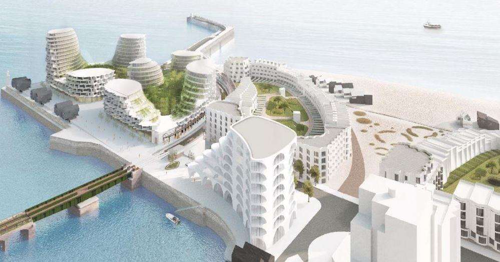 An artist's impressions shows the scale of the development at Folkestone seafront