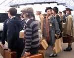 The 'evacuees' board a train at Birchington.