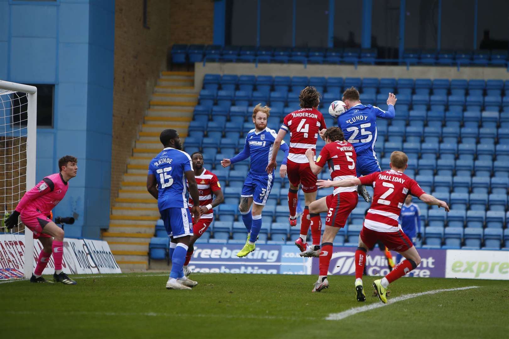 Action between Gillingham and Doncaster at Priestfield Picture: Andy Jones