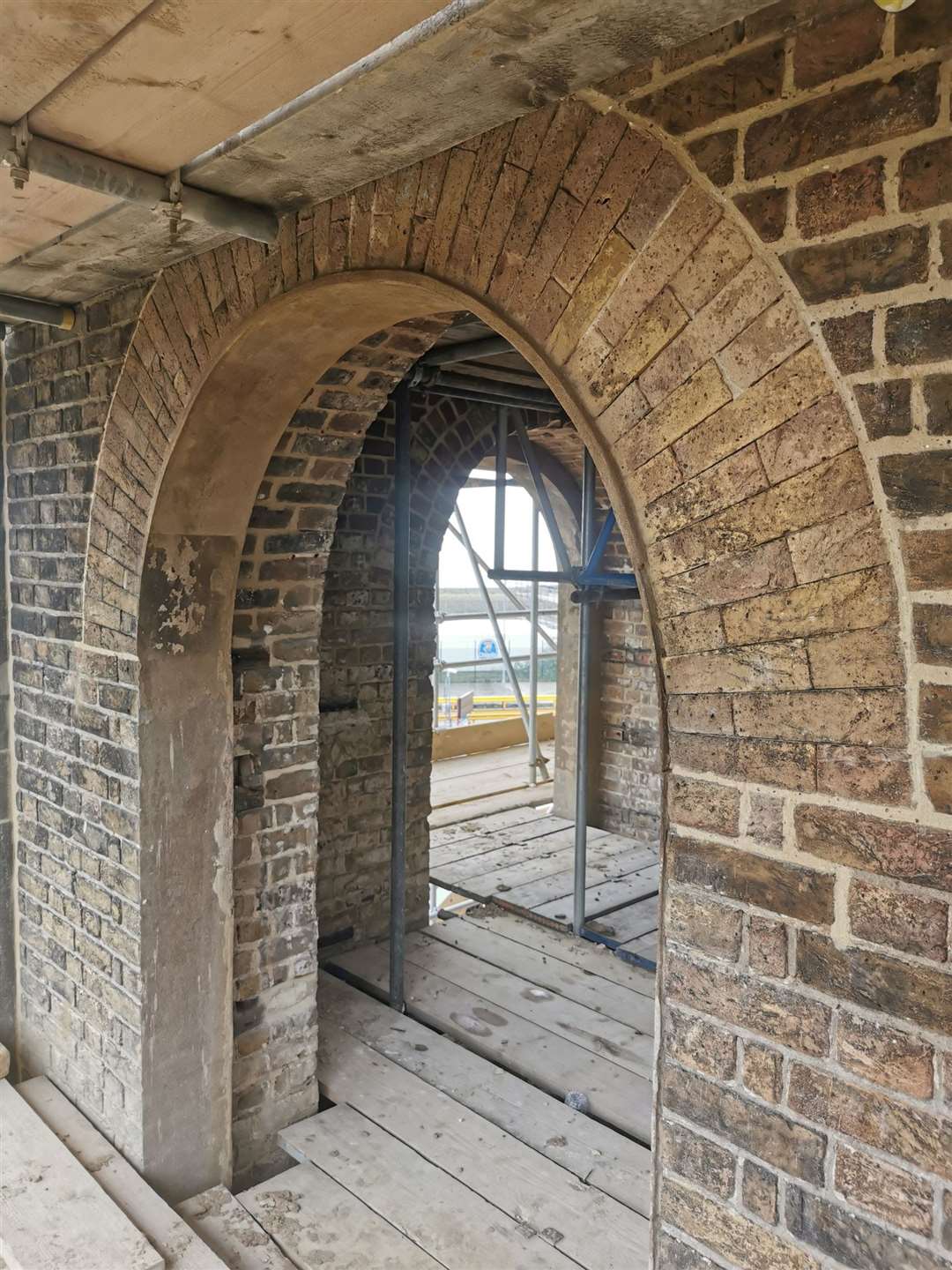 One of the many brick arches at the Sheerness Dockyard church in Blue Town has been refurbished