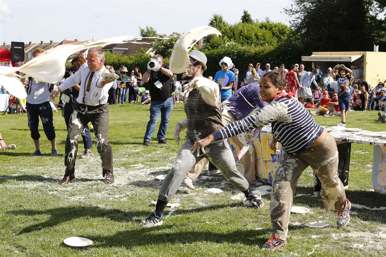 Each year combatants pelt one another with custard pies