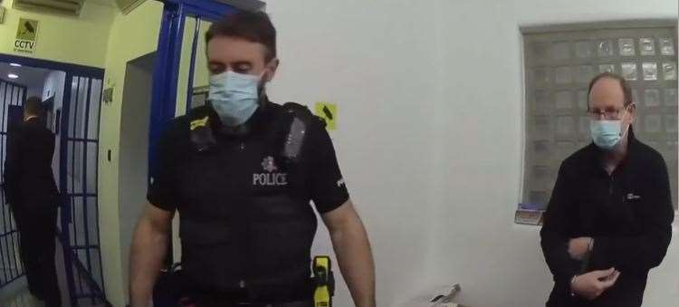 Kent Police footage of necrophiliac David Fuller in custody. Picture: Kent Police