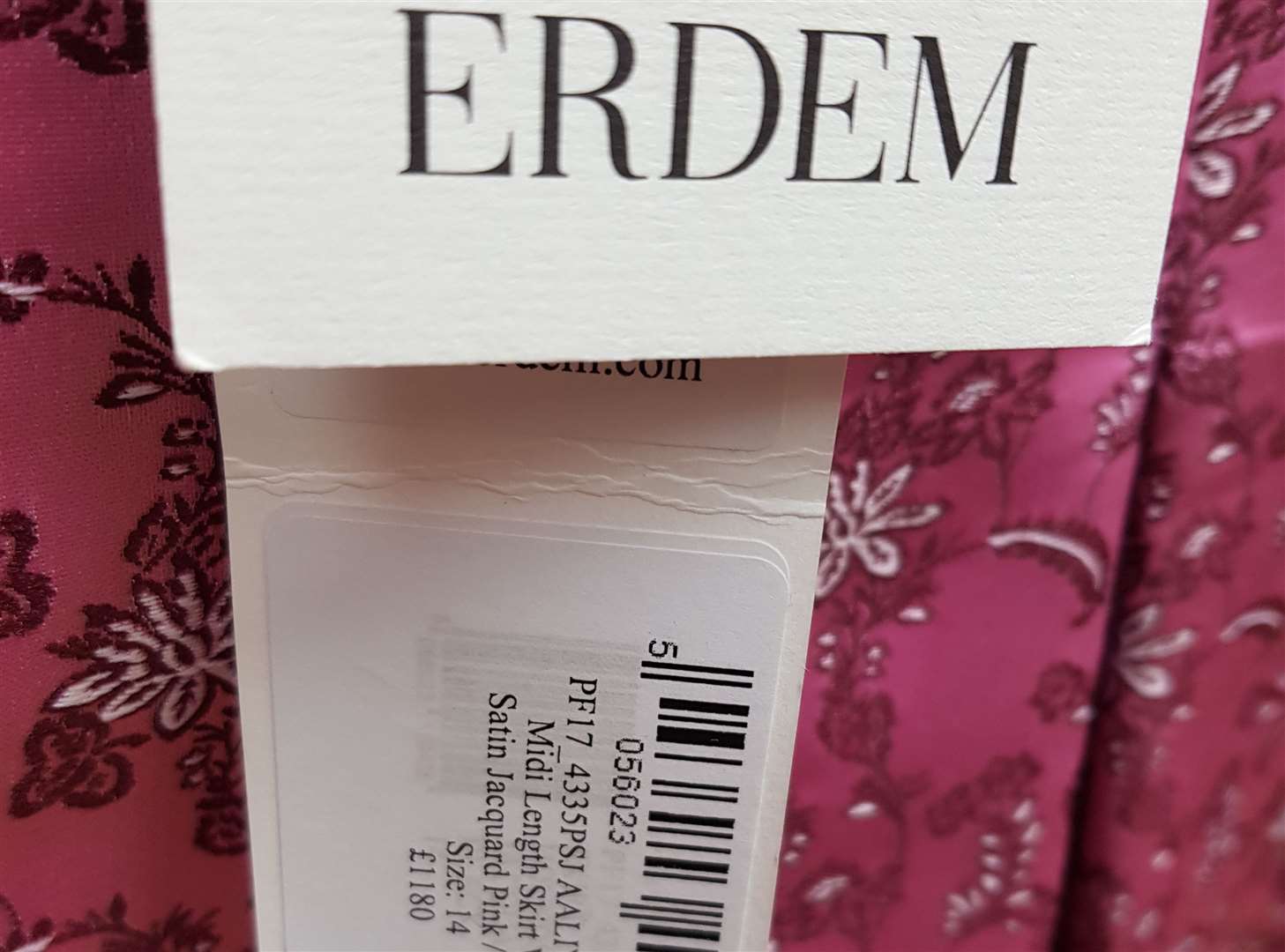 An Erdem skirt with original tags showing its retail price of £1,180