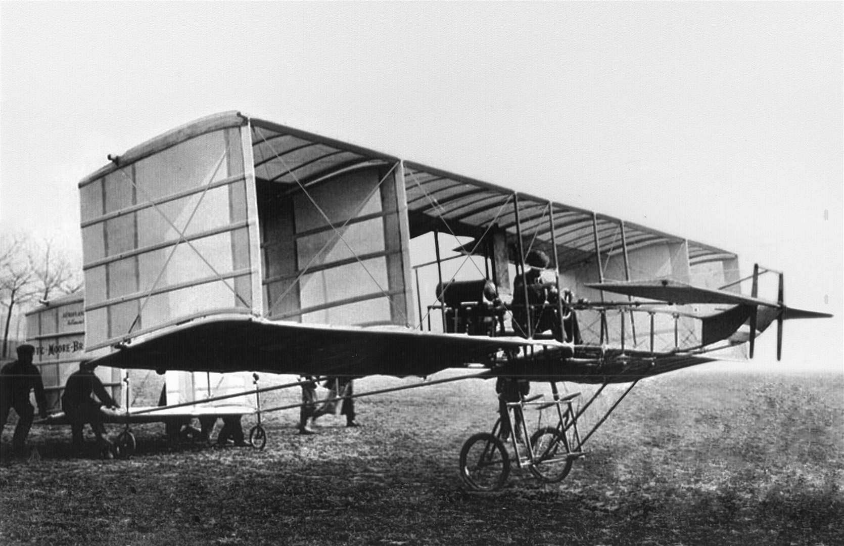 John Moore-Brabazon commencing the very first flight in Great Britain by a British aviator